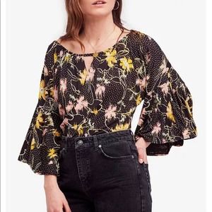 Free People Last Time Draped Bell Sleeve Top XS